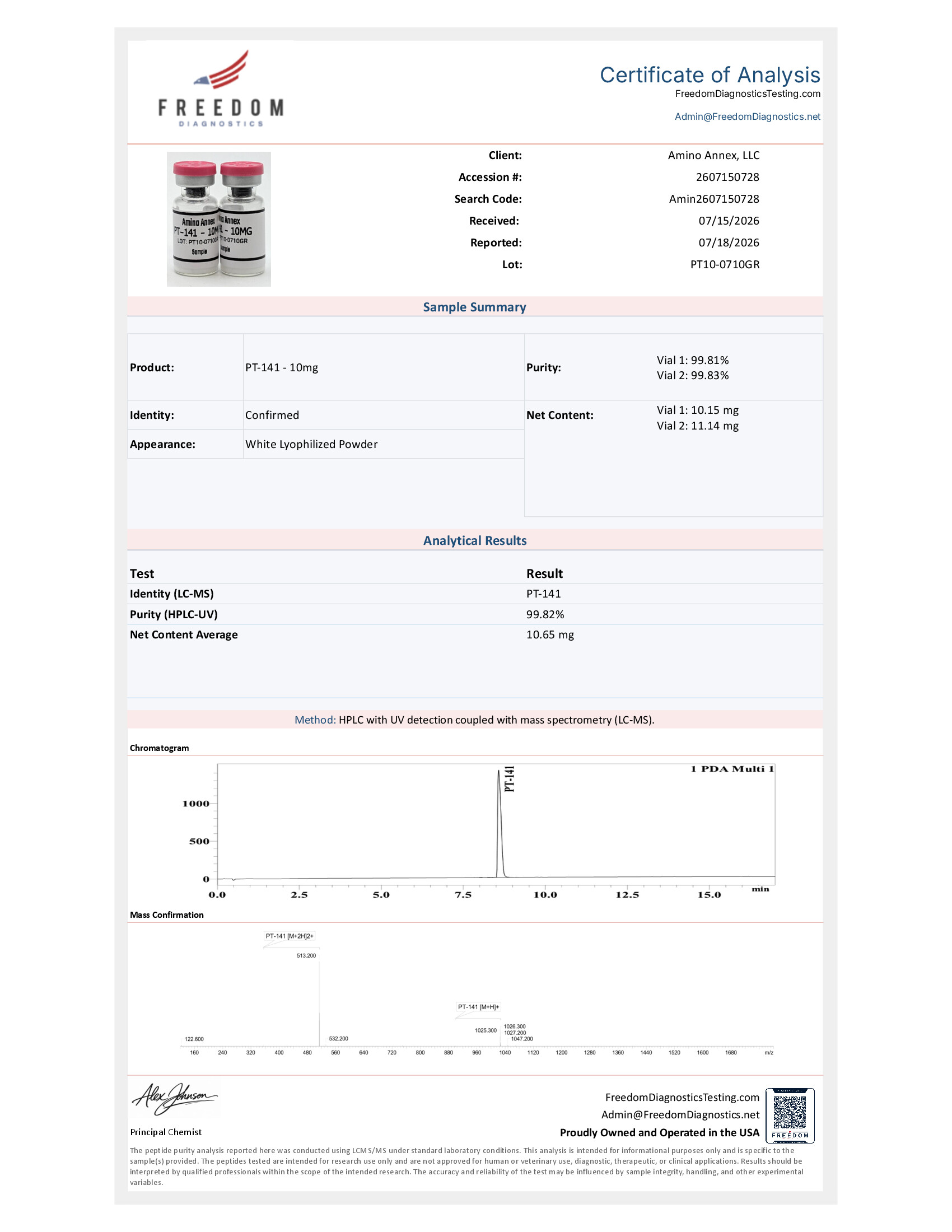 PT100710GR COA